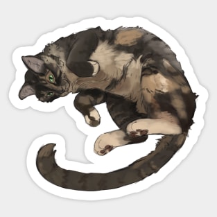 Cute cat curled up playful happy cat Sticker